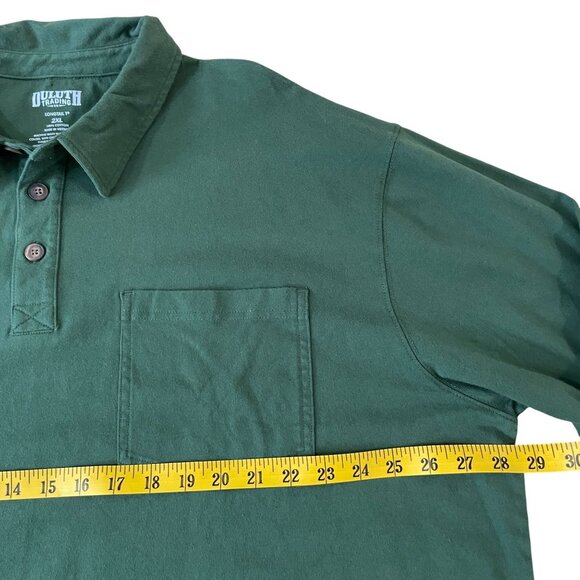Duluth Trading Longtail T Polo Shirt Men's Size 2XL Green Cotton Long Sleeve - Picture 3 of 5